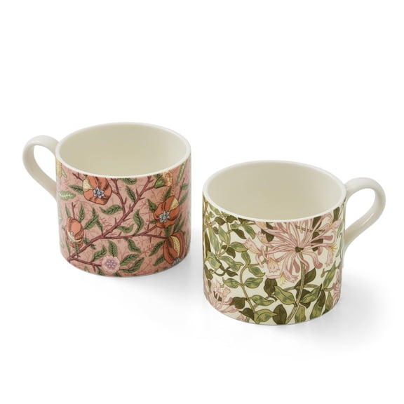 Portmeirion Morris & Co 12oz Coffee Mug with Handle, Porcelain - Novelty Cup for Coffee, Tea, Hot Choco - Set of 2
