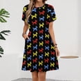 thumbnail image 2 of Balloon Dogs, Black Background Dress Summer Street Style Dresses Female Short Sleeve Printed Sundress, 2 of 7
