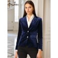 thumbnail image 2 of INSPIRE CHIC Women's Vintage Notched Lapel Button Front Office Velvet Blazer Jacket, 2 of 6