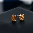 thumbnail image 3 of Gem Stone King 18K Yellow Gold Plated Silver Orange Red Madeira Citrine Stud Earrings for Women Men | 2.20 Cttw | Gemstone November Birthstone | Oval 8X6MM, 3 of 4