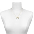 thumbnail image 2 of Delight Jewelry Silver-tone Heart with Arrow - Large Goldtone Crystal Initial - V - Charm Necklace, 17.5"+2", 2 of 4