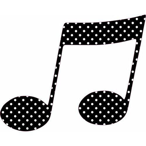 5in X 4in Black And White Polka Dot Double Eighth Note Sticker