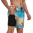 thumbnail image 2 of Yiaed Boards and Beach Print Mens Swim Trunks Bathing Suit Compression Liner Beach Swim Shorts Swimwear Quick Dry Zipper Pocket No-Chafing Board Short-Medium, 2 of 6