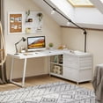 thumbnail image 3 of Tribesigns 53-Inch L-Shaped Desk with 3 Drawers and Storage Shelves for Home Office, White, 3 of 5