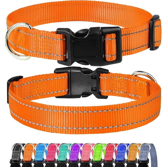 Reflective Dog Collar, Sturdy Nylon Collars for Small Girl and Boy Dogs, Adjustable Dog Collar with Quick Release Buckle