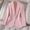Pink, variant on Women's Tweed Blazer Jacket Warm Fashion Business Casual Elegant Long Sleeved V-neck Coat with Pockets White S(S)