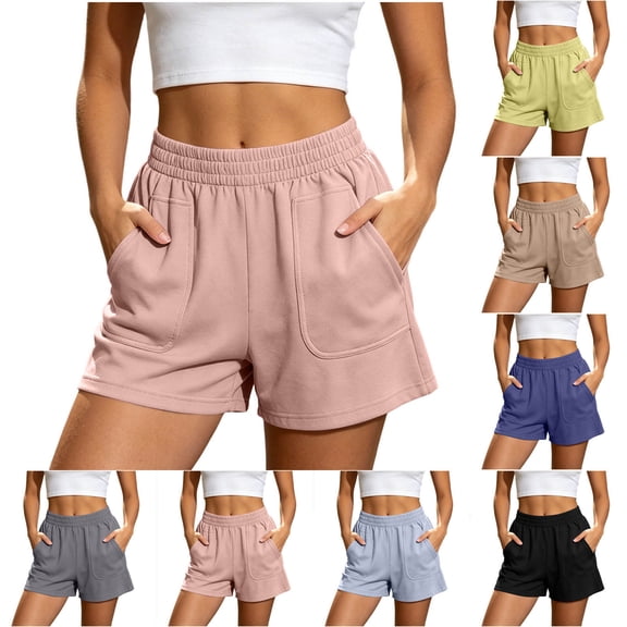 Women's Cotton Loose Shorts Pants, High Waist Slim Fit with Pockets, Casual Summer Beach & Active Outdoor Wear, Womens Shorts | UKHCCC,Black XL