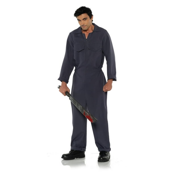 Grey Boiler Suit Mens Adult Serial Killer Halloween Jumpsuit Costume