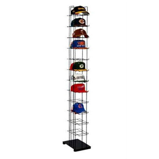 LPS Lowpricesupply 12-Tier Black Metal Cap Rack Tower Display, 78H x 10W x 15.5D Inches, Sport