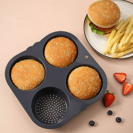 

HLONK Hamburger Bun Pan Food Grade BPA Free Heat-Resistant Dishwasher Safe Burger Mold Baking Pan Kitchen Accessories Grey One Size