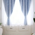 thumbnail image 2 of Romantic Double-layer Tulle Sheer Curtain + Blackout Curtains Hollow-Out Stars Eyelet Ring Top/Hooks Room Darkening Starry Curtain Lady Women Kids Girls Children Bedroom Decor, 2 of 7