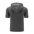thumbnail image 4 of SEAOPEN Deals Men's Waffle Knit Short Sleeve Hoodie Lightweight Hooded Pullover T Shirts Gray,L, 4 of 4