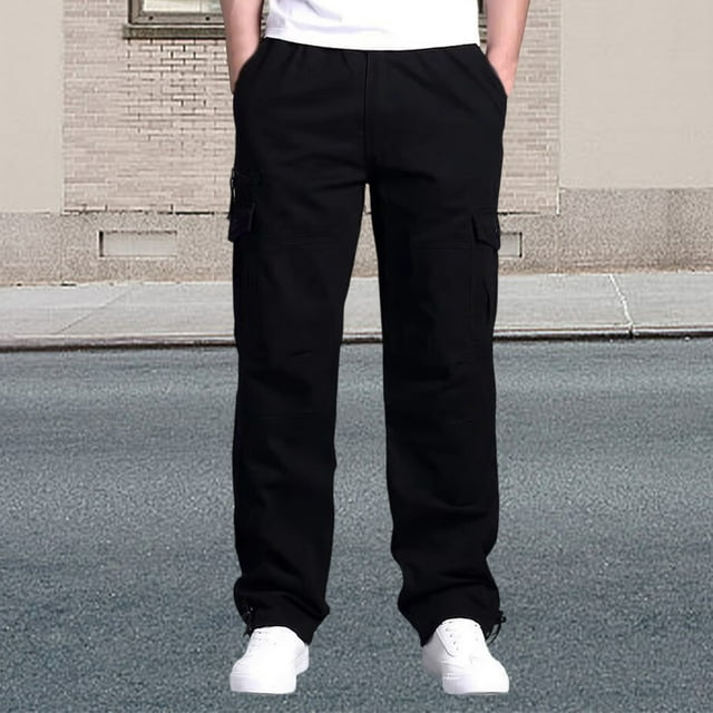 Men's Utility Trousers for Daily Casual Outdoor Wear with Ample Pockets and Mid Rise Fit for All Seasons