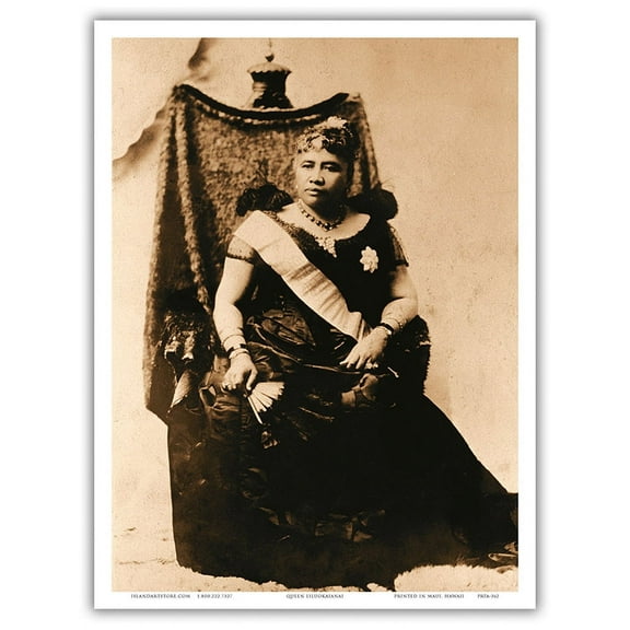 Queen Lili'uokalani (Liliuokalani) - Portrait of the Hawaiian Queen (1838-1917) - Vintage B&W Historical Photograph c.1910s - Master Art Print (Unframed) 9in x 12in