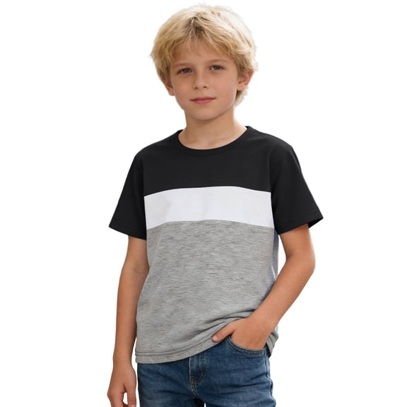 Vrotazzy Stylish Graphic Crew Neck Tee for Youth Boys Comfortable Casual Short Sleeve Shirt Playwear Daily Wear