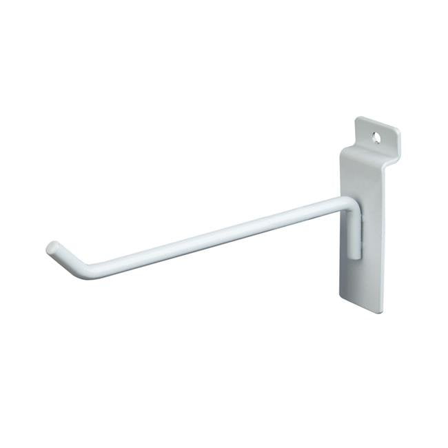 100 6" Slatwall Hooks White Peg Slat Wall Retail Display 6mm Tubing Metal Hook 