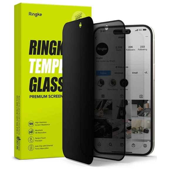 Ringke for iPhone 15 Plus [Anti-Spy] Privacy Heavy Duty Slim Tempered Glass Screen Protector