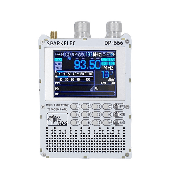 DP-666 TEF6686 Full Band Radio 2.8-Inch IPS Touch Screen High Sensitivity Receiver Full Band FM LW MW SW Radio White,1 * Radio 1 * Touch pen 1 * TYPE-C data cable,White