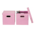 thumbnail image 3 of Household Essentials Heather KD Cube Set, 2pk, Collapsible Linen, Blush, 3 of 5