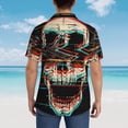thumbnail image 4 of Vsdgher Glitch Screaming Skull Print Men's Hawaiian Shirts Button Down Tropical Holiday Beach Shirts Vacation Clothes,Large, 4 of 7