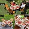 thumbnail image 4 of Red Ombre Round Tablecloth for 36-44 Inch Tables, Fitted Table Cover with Elastic Edge, Gradient Abstract Art Vintage Waterproof Outdoor Table Cloth Protector for Patio Garden Dinner Picnic, 4 of 9