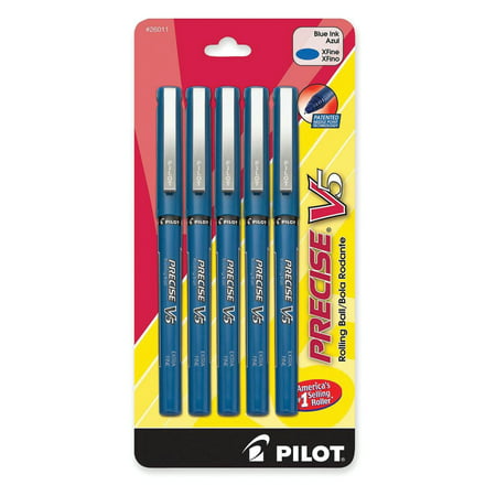 Pilot Precise V5 Rollerball Pens Extra Fine Point Blue Ink 5 Pack (26011) 379732