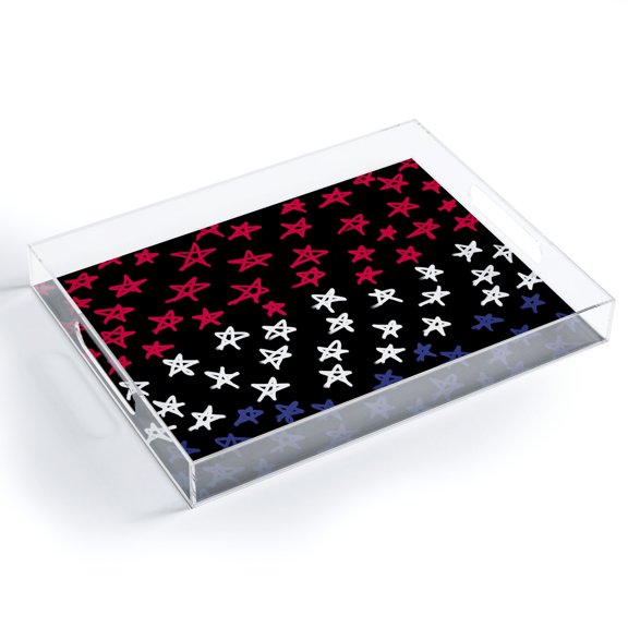 Society6 Red White And Blue Stars Night by Lisa Argyropoulos Acrylic Tray