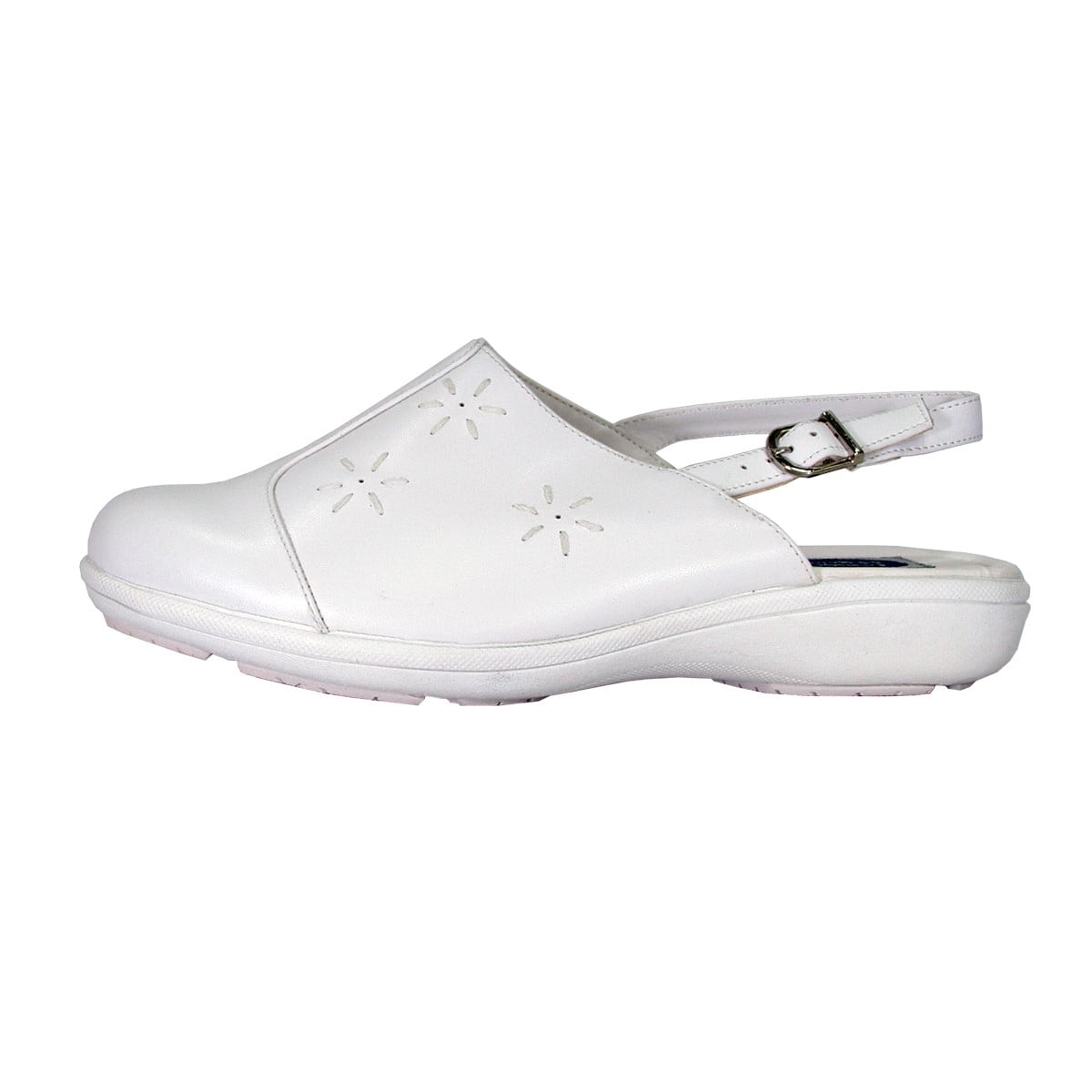 24 HOUR COMFORT Milena Women's Wide Width Leather Slingback Clogs WHITE 11