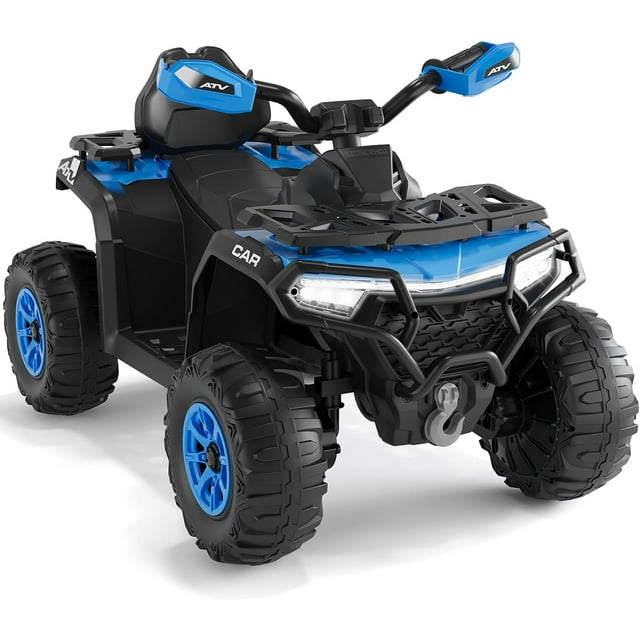 12V Ride-On Car with Parent Remote Control, Off-Road ATV 4-Wheeler with LED Flag