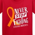 thumbnail image 4 of Inktastic Never Stop Fighting Leukemia Awareness Orange Ribbon Youth T-Shirt, 4 of 5