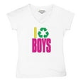 thumbnail image 5 of I Recycle Boys Puff Print Women's V-Neck T-shirt Funny Dating App Humor Single Independent Heart Breaker Relationship Tee, 5 of 7