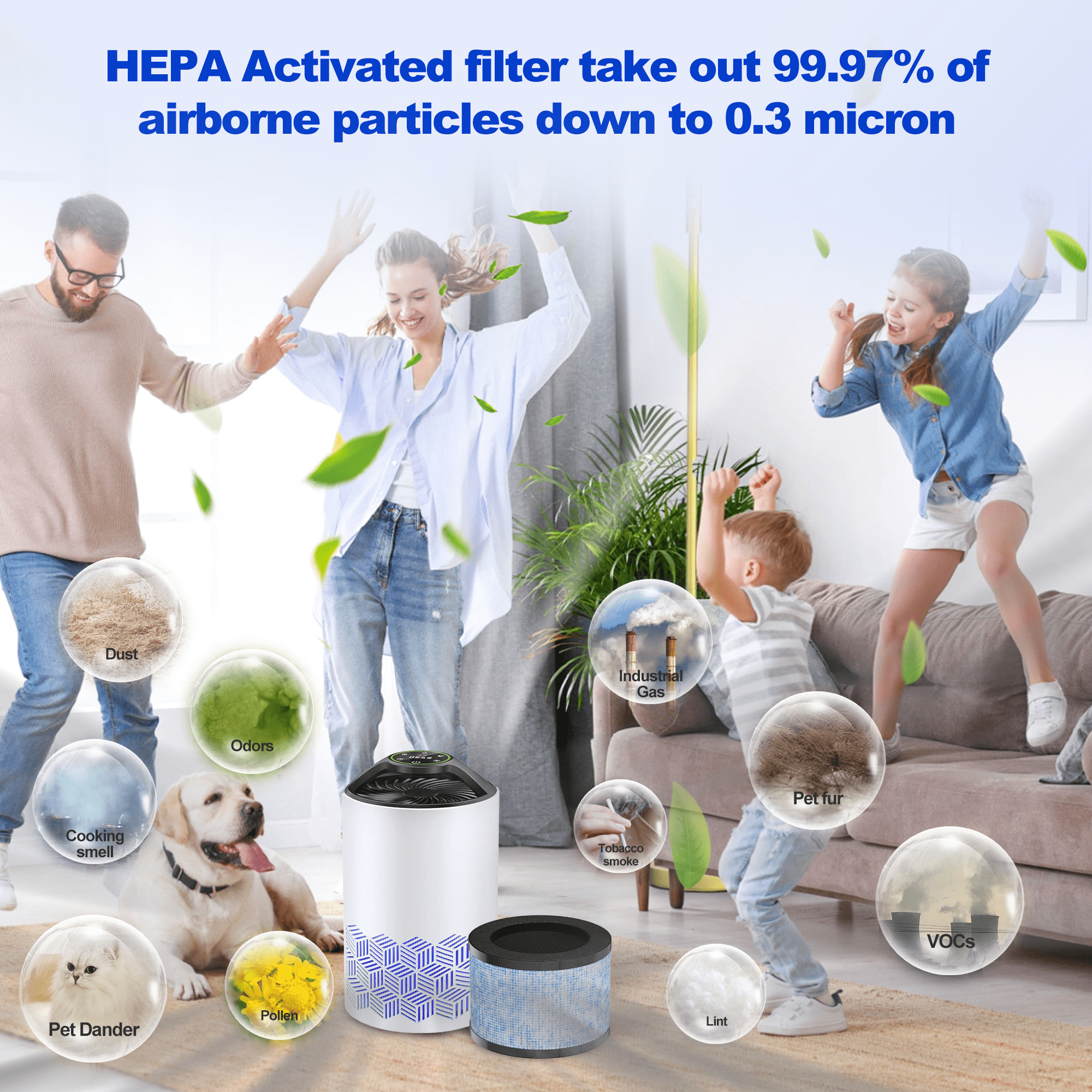 DH-JH01 & DH-JH06 Air Purifier Filter Replacement for AROEVE MK01 & MK06, ToLife TZ-K1, VOOPNU DH-JH12 Air Purifier, H13 True HEPA Activated Carbon Filter, 4 pack
