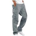 thumbnail image 2 of Cuhas Cargo Pants for Men Fall Autumn Winter Overalls Drawstring Multi Pocket Casual Pants Hiking Pants Cotton Twill Pants Gray 1X, 2 of 6