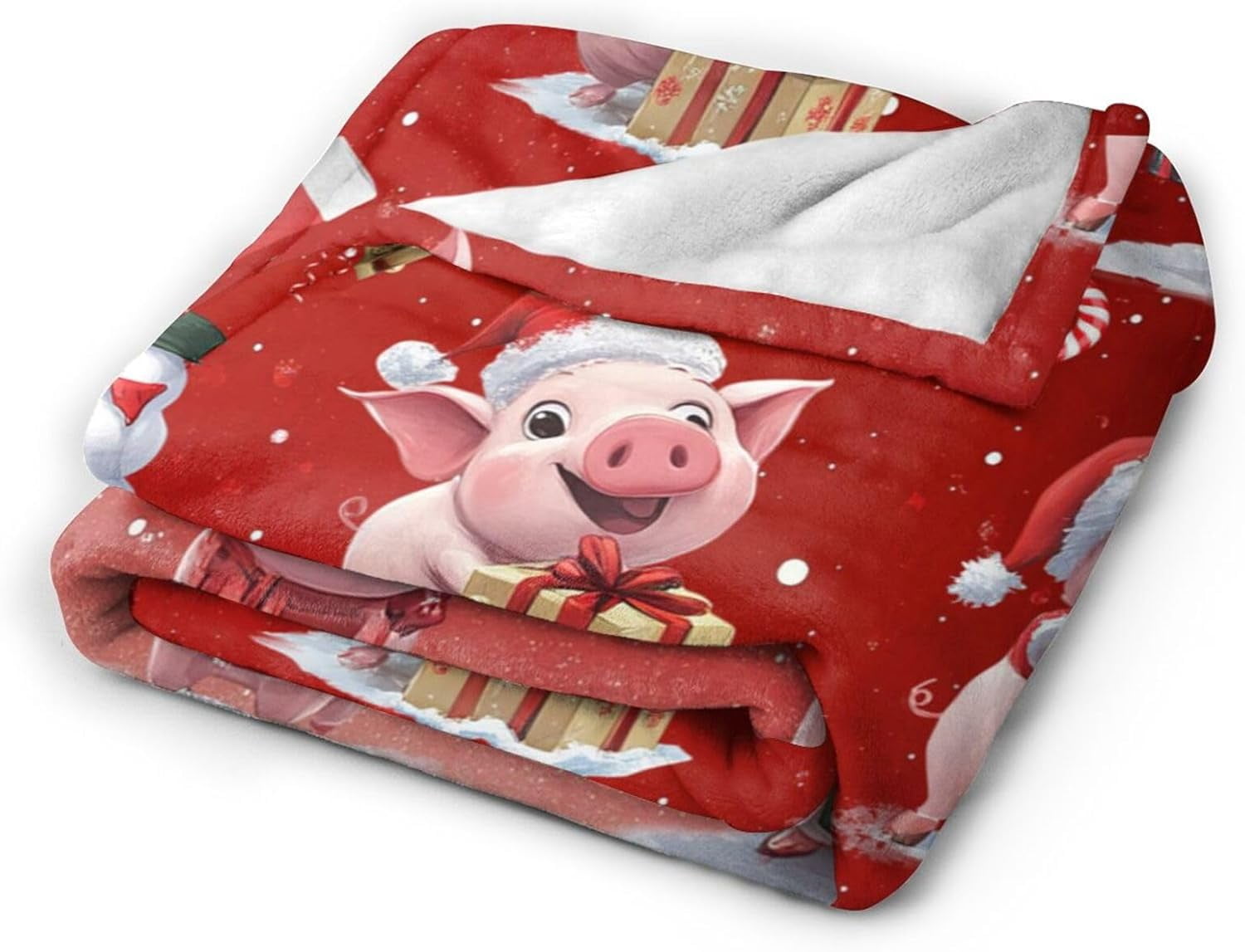 Christmas Pig Blanket Cute Pig Flannel Plush Throw Blanket Cozy Lightweight Pig Decor Fleece Bedding Stuff Animal Blanket Gifts for Pig Lover Girls Boys Kids Adults Women Bed Travel 50"x60"
