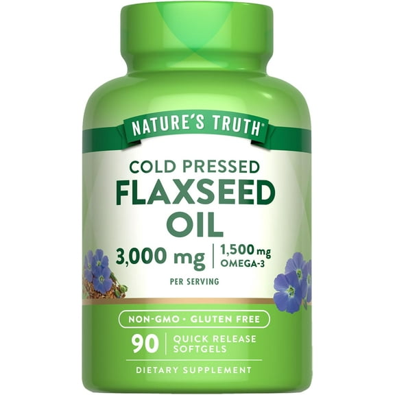Flaxseed Oil | 3000mg | 90 Softgels | Non-GMO, Gluten Free Supplement | by Nature's Truth