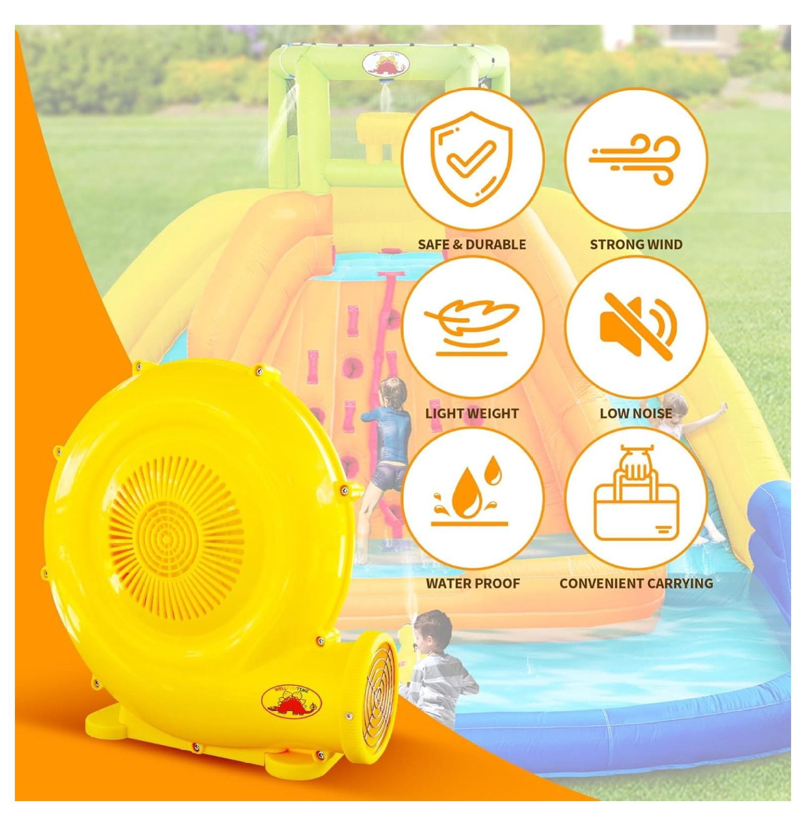 House Air Blower, 520W Blower for Inflatable Water Slide, Bouncy Castle, Inflatable Screen, Inflatable Tent, Floor Fan, Dryer