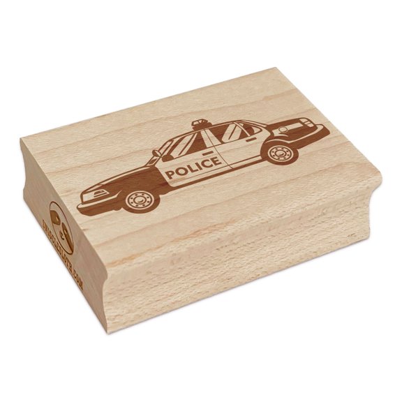 Police Car Law Enforcement Vehicle Rectangle Rubber Stamp Stamping Scrapbooking Crafting - Small 1.7in