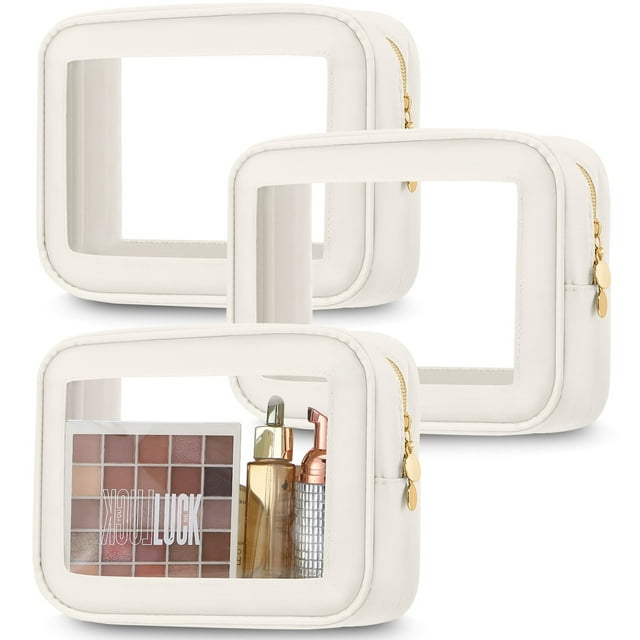 Bolsas de maquillaje Abbylike, 3 unidades, transparentes, artículos de tocador para coche, nailon, crema