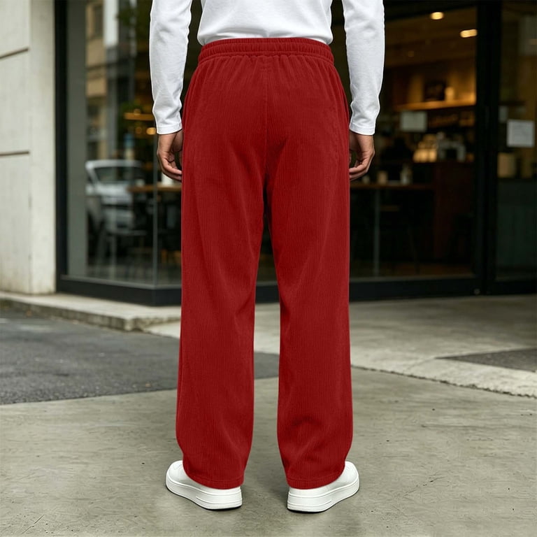 male red corduroy pants outfit
