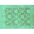 thumbnail image 1 of Ahgly Company Machine Washable Indoor Rectangle Oriental Turquoise Blue Traditional Area Rugs, 7' x 10', 1 of 4