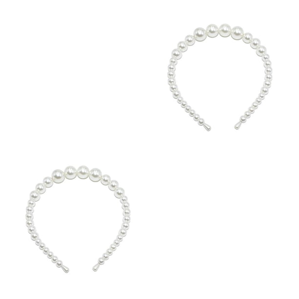 Sonducket Diadema de perlas Bandas para la cabeza resistentes al desgaste Chic Scrunchie Holder Regalos del día de San Valentín Tiaras para Type2 NO2