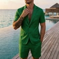 thumbnail image 2 of StSilkitty Men's 2 Piece Casual Outfits Short Sleeve Collared 2 Buttons Blazer and Shorts Set Summer Lightweight Comfy Sets, 2 of 9