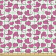 thumbnail image 2 of Ambesonne Love Fabric by the Yard Upholstery, Swirling Tailed Hearts Pattern, 1 Yard, Pink and White, 2 of 5