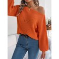 thumbnail image 3 of Womens Casual Off Shoulder Sweater Loose Batwing Long Sleeve Pullover Sweater Crochet Hollow Knit Jumper Tops, 3 of 4