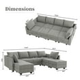 HONBAY Modern Convertible Sleeper Sofa Bed with Storage Ottomans and 8