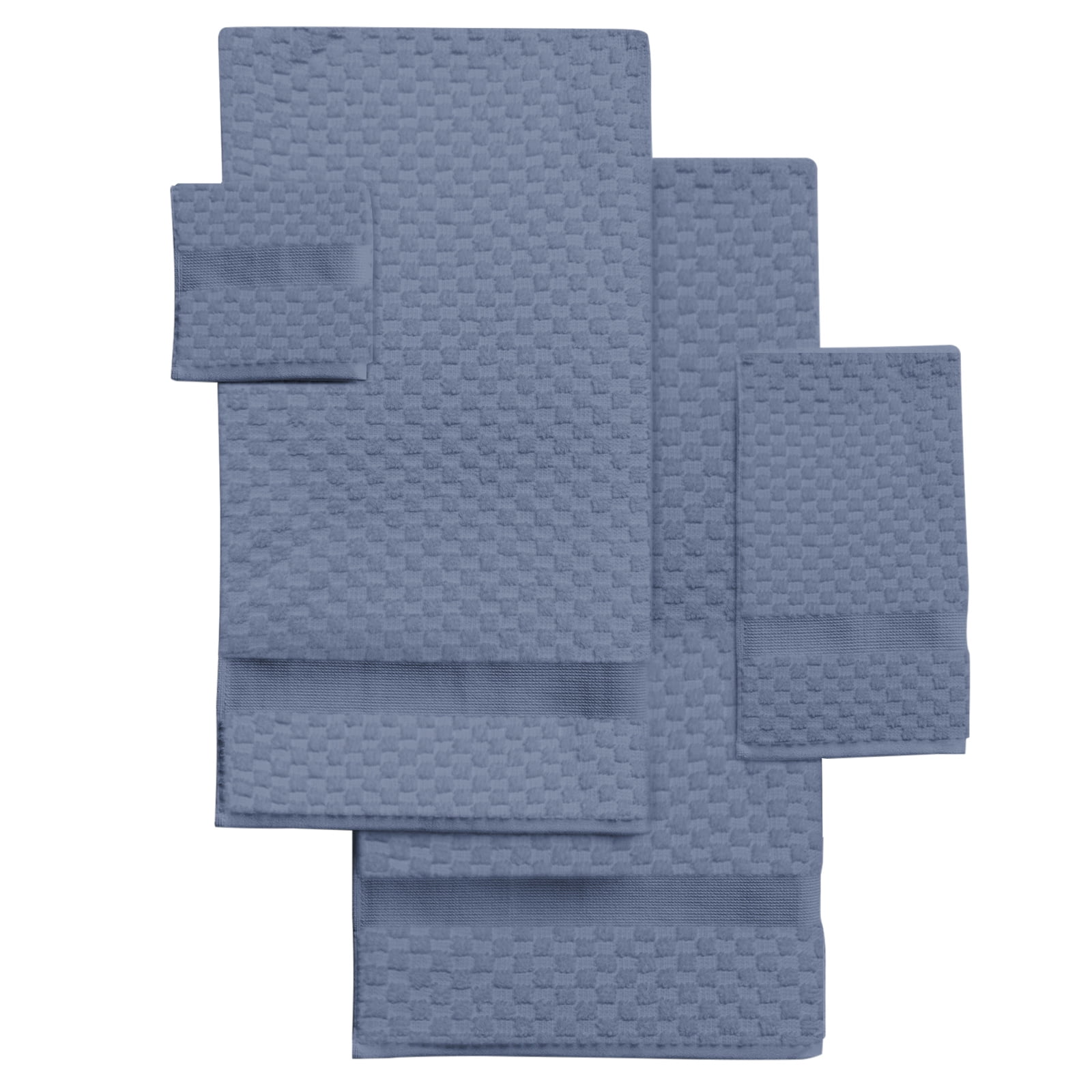 Kingrest Bath Towel Sets of 8 Pieces, 2 Bath Towels 2 Hand Towels 4 Washcloths, 100% Cotton Highly Absorbent Towels for Bathroom, Gym, Hotel