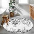 thumbnail image 4 of Round Area Rug 4 Ft, Grey Eucalyptus Leaves Washable Non-Slip Circle Carpet for Living Room/Bedroom, Spring Summer Botanical Low-Profile Crawling Mats Collection Rugs for Indoor, 4 of 7