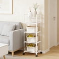 thumbnail image 4 of White M Plastic Rolling Storage Cart Kitchen Rack Multi Layer Trolley 156X42X32Cm White M, 4 of 7