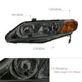 thumbnail image 2 of DNA Motoring For 06-11 Honda Civic 4DR Sedan Smoked Amber Corner Headlight Lamps Pair, 2 of 4