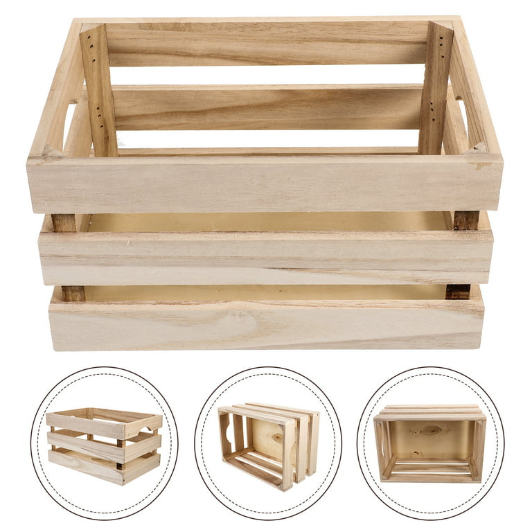 Wood Storage Basket Wooden Organizer Vintage Storage Box Large-capacity  Wood Crate Basket